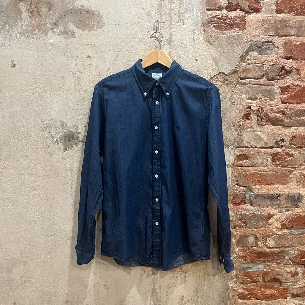 Brooks Brothers Dark Blue Chambray Regent Long Sleeve Button Down